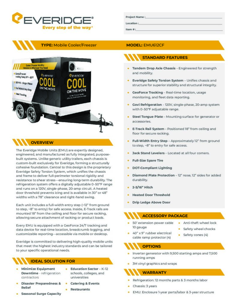Cool on the Move EMU612CF Spec Sheet