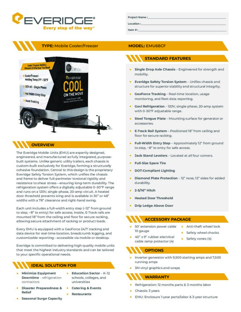 Cool on the Move EMU68CF Spec Sheet